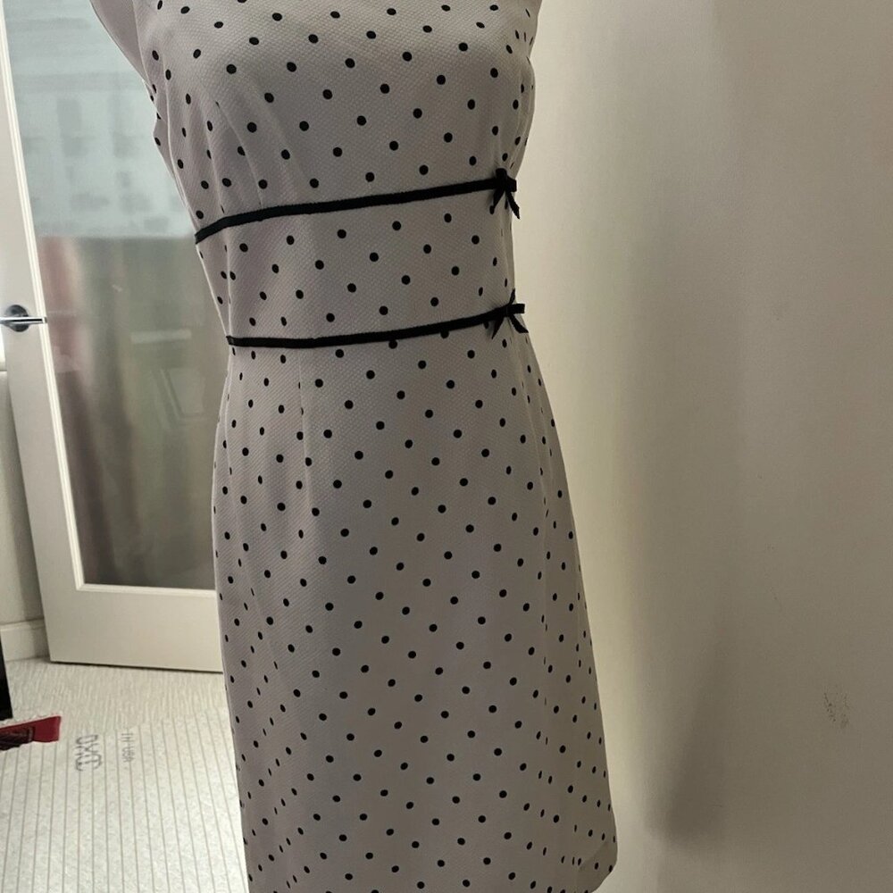 Carmen Marc Valvo Navy Polka Dot Dress S